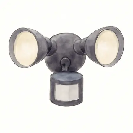 Water color illustrative image of a generic Motion Detecting  Security Light - Black