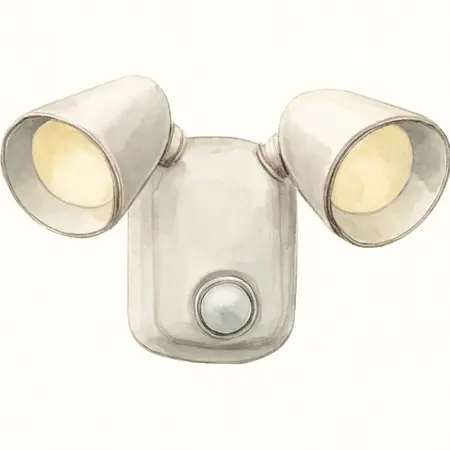 Water color illustrative image of a generic Motion Detecting  Security Light - White