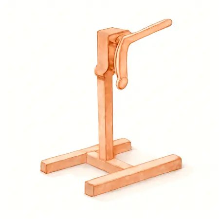 Water color illustrative image of a generic Motorcycle Tire Change Stand with Bead Breaker