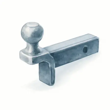 Water color illustrative image of a generic Multi-Use Ball Mount and Hitch Receiver