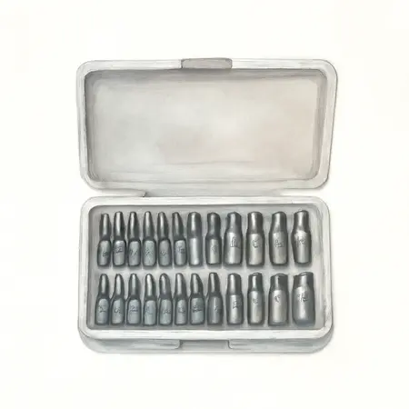 Water color illustrative image of a generic Multi-Spline Screw Extractor Set, 25 Piece