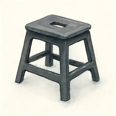 Water color illustrative image of a generic One-Step Folding Stool, Black