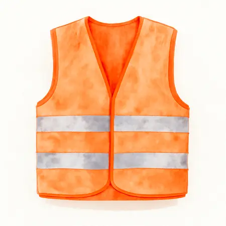 Water color illustrative image of a generic Orange High Visibility Safety Vest