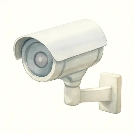 Water color illustrative image of a generic Outdoor Imitation Security Camera