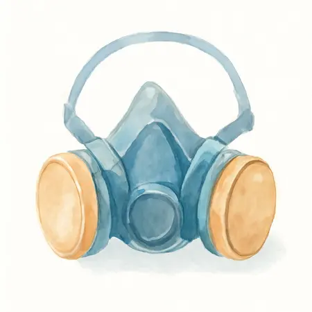 Water color illustrative image of a generic P95 Maintenance-Free Dual Cartridge Respirator, Large