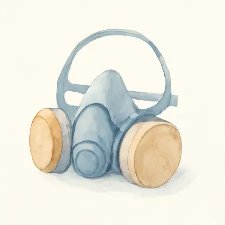 Water color illustrative image of a generic P95 Maintenance-Free Dual Cartridge Respirator, Medium