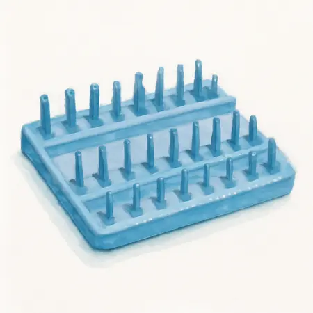 Water color illustrative image of a generic U.S. GENERAL Peg-Type SAE Socket Tray, 3 Piece, Blue