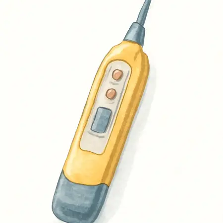 Water color illustrative image of a generic Pen Voltage Tester with GFCI Diagnosis