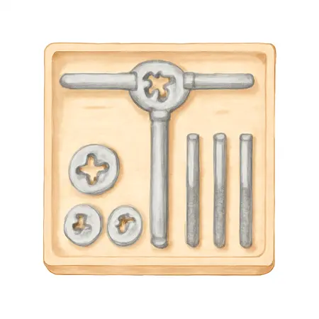 Water color illustrative image of a generic Pipe Tap & Die Set, 6 Piece