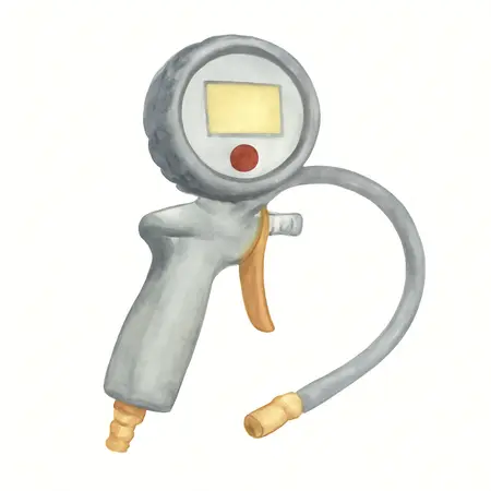 Water color illustrative image of a generic Pistol Grip Inflator with Digital Gauge