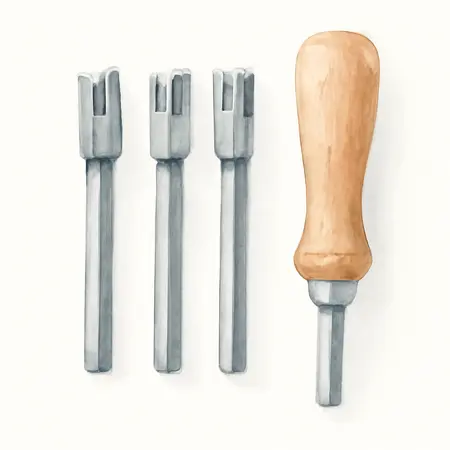 Water color illustrative image of a generic Plug Cutter Set, 4 Piece