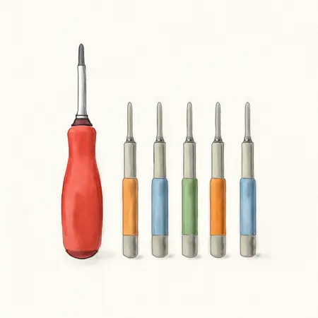 Water color illustrative image of a generic Precision Electrical Screwdriver Set, 6 Pc.