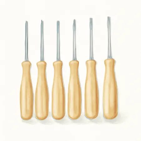 Water color illustrative image of a generic Precision Screwdriver Set with Molded Handles, 6 Piece