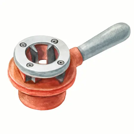 Water color illustrative image of a generic Premium Pipe Threading Die Head Kit, 6-Piece