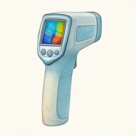 Water color illustrative image of a generic Thermal Camera/Infrared Digital Imaging Thermometer