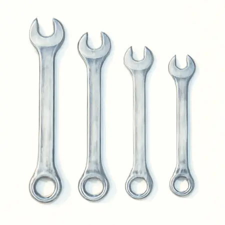 Water color illustrative image of a generic Professional Large SAE Combination Wrench Set, 4 Piece
