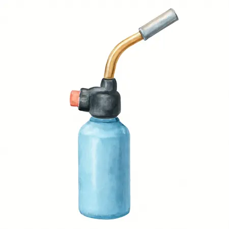 Water color illustrative image of a generic Propane Torch with Push Button Igniter