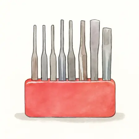 Water color illustrative image of a generic Punch and Chisel Set, 10-Piece