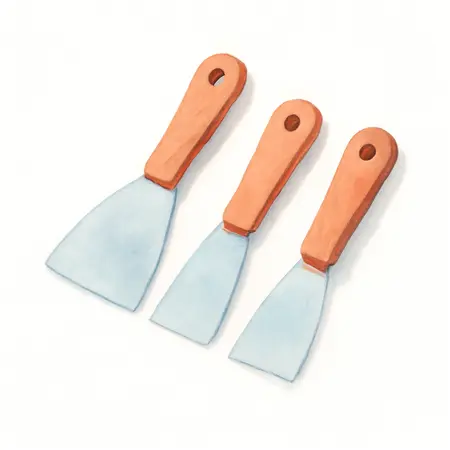 Water color illustrative image of a generic Putty Scraper Set, 3 Pc.