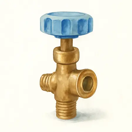 Water color illustrative image of a generic R134A Self-Sealing A/C Refrigerant Can Tap Valve