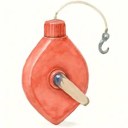 Water color illustrative image of a generic Red Chalk Line Reel Set