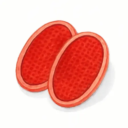 Water color illustrative image of a generic Red Oval Stick-On Reflectors, 2 Pack