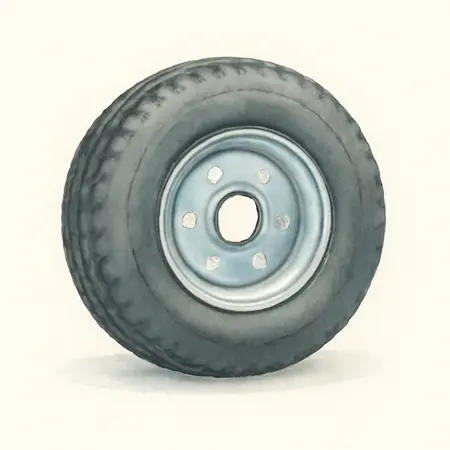 Water color illustrative image of a generic Replacement Cart Tire and Wheel