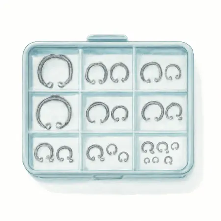 Water color illustrative image of a generic Retaining Ring Assortment, 225 Piece