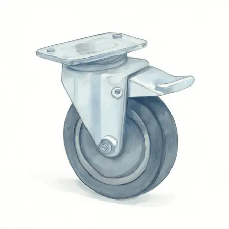 Water color illustrative image of a generic Rubber 4 in. Swivel Caster with Brake