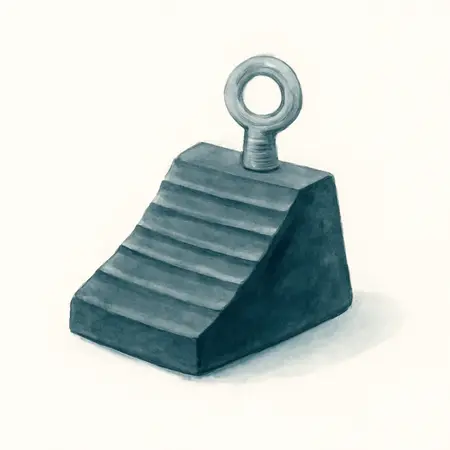 Water color illustrative image of a generic Rubber Wheel Chock with Eyebolt