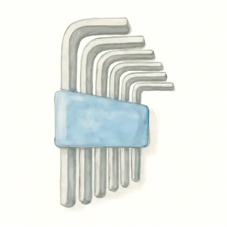 Water color illustrative image of a generic SAE & Metric Hex Key Set, 25 Piece