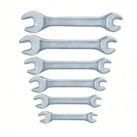 Water color illustrative image of a generic Professional SAE Angled Open-End Wrench Set, 7-Piece