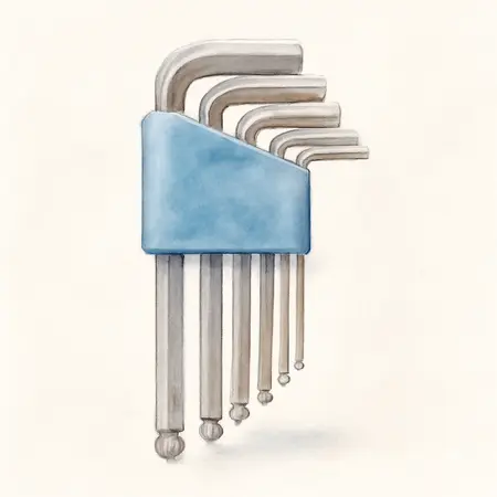 Water color illustrative image of a generic SAE Ball End Hex Key Set, 13 Piece