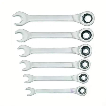 Water color illustrative image of a generic Color SAE Ratcheting Combination Wrench Set, 6 Piece