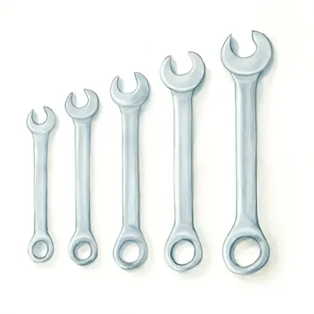 Water color illustrative image of a generic SAE Flare Nut Wrench Set, 5 Pc.