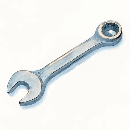 Water color illustrative image of a generic SAE Professional Ratcheting Combination Wrench Set with Anti-Slip Grip, 7 Pc.