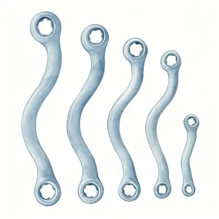 Water color illustrative image of a generic SAE Professional S-Shaped Wrench Set, 5 Pc.