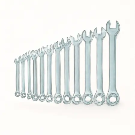 Water color illustrative image of a generic SAE Service Wrench Set, 15 Pc.