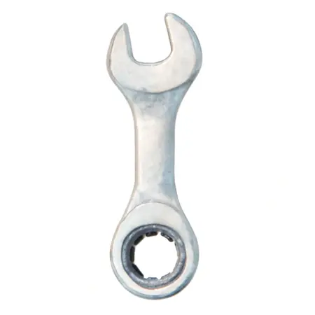 Water color illustrative image of a generic Stubby SAE Ratcheting Combination Wrench Set, 7 Piece