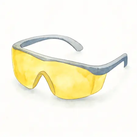 Water color illustrative image of a generic Safety Glasses with Yellow Lenses