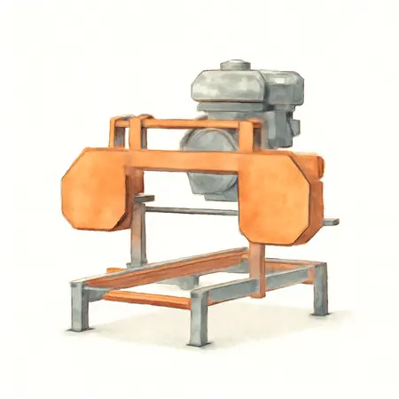 Water color illustrative image of a generic Saw Mill with 301cc Gas Engine