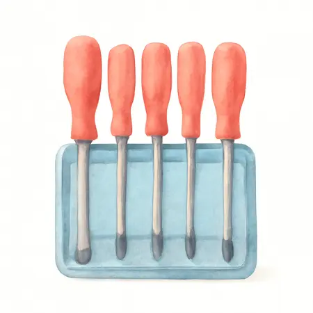 Water color illustrative image of a generic Screwdriver Set, 6 Piece