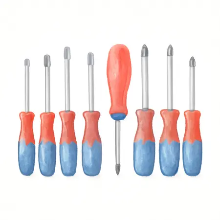 Water color illustrative image of a generic Screwdriver Set, 8 Piece