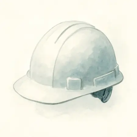 Water color illustrative image of a generic SecureFit™ Full-Brim Hard Hat with Ratchet Adjustment, White