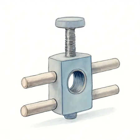 Water color illustrative image of a generic Self-Centering Drill Press Jig