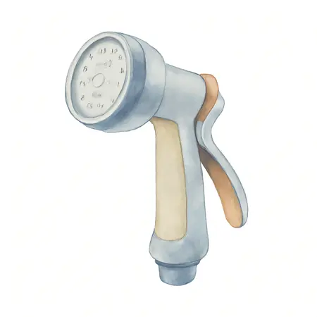 Water color illustrative image of a generic Thumb Control Single-Pattern Hose Nozzle