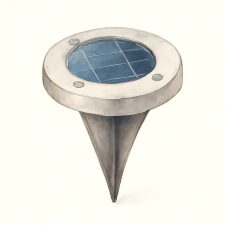 Water color illustrative image of a generic Solar LED In-Ground Disk Lights, 4-Pack