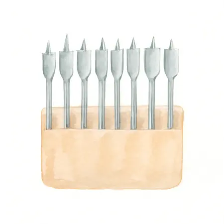 Water color illustrative image of a generic Spade Bit Set, 10 Piece