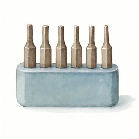 Water color illustrative image of a generic Square Bit Assorted Set, 6 Pc.