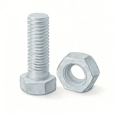 Water color illustrative image of a generic Stainless Steel Screw and Nut Set, 96 Piece